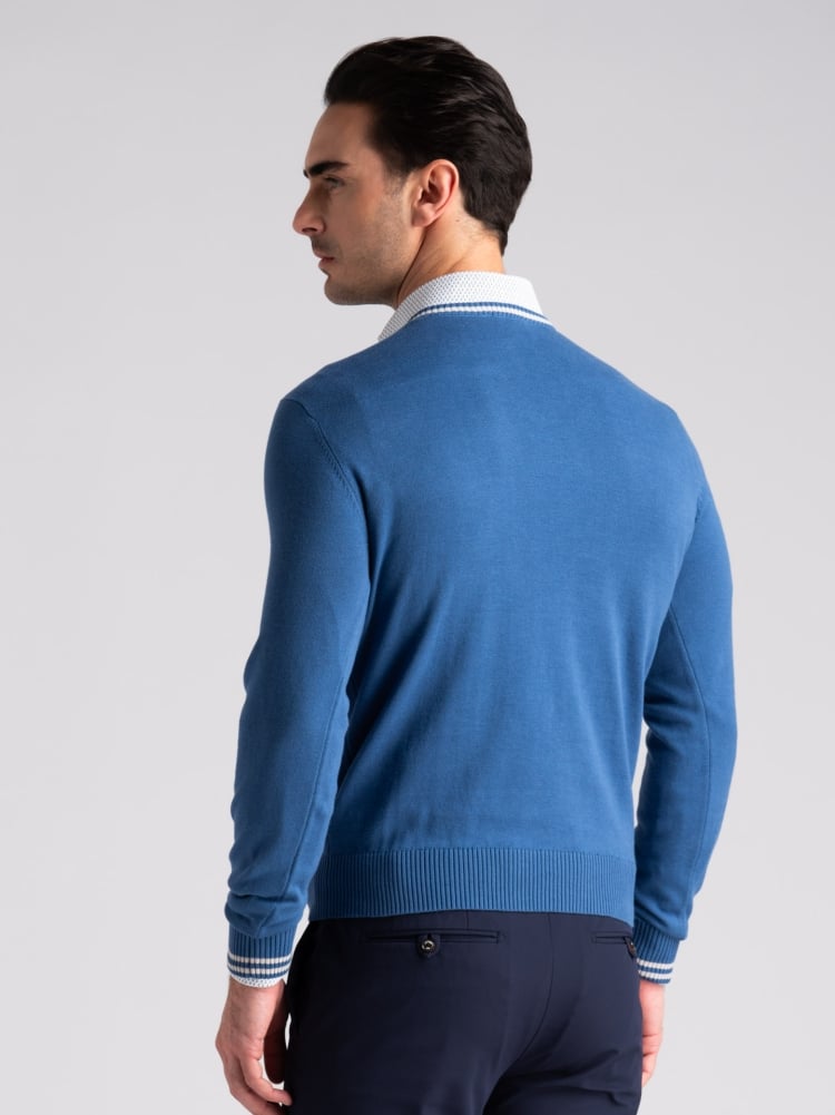 Maglia uomo in cotone scollo a V con contrasti Invidia 1973