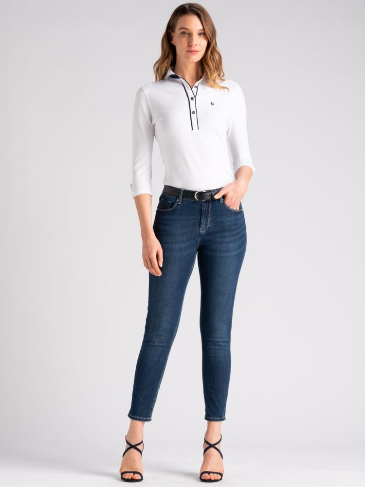 Polo donna manica tre quarti con inserti pois Invidia 1973