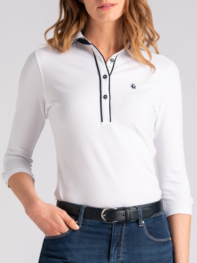 Polo donna manica tre quarti con inserti pois Invidia 1973
