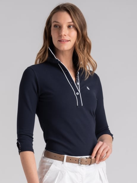 Polo donna manica tre quarti con inserti pois Invidia 1973