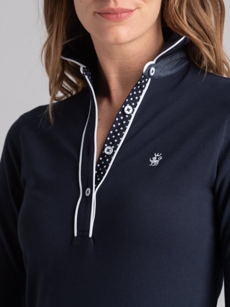 Polo donna manica tre quarti con inserti pois Invidia 1973 2