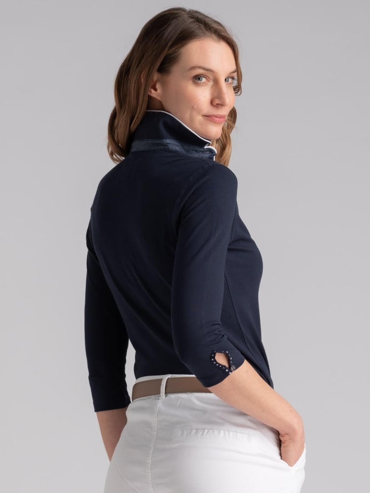 Polo donna manica tre quarti con inserti pois Invidia 1973