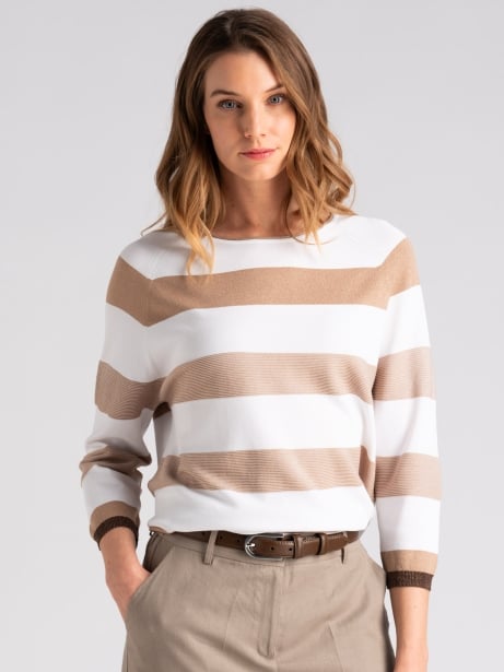 Maglia donna in lurex con scollo a barchetta