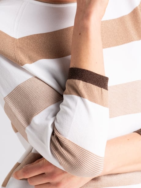 Maglia donna in lurex con scollo a barchetta 2