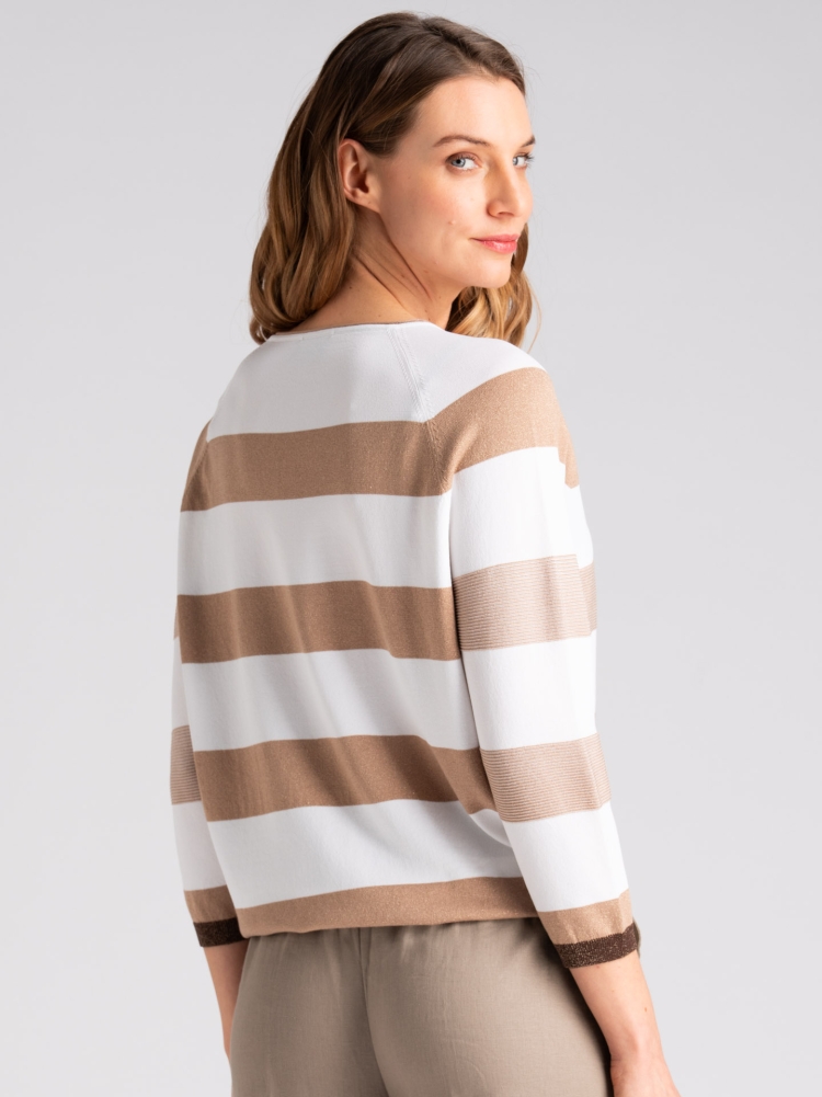 Maglia donna in lurex con scollo a barchetta