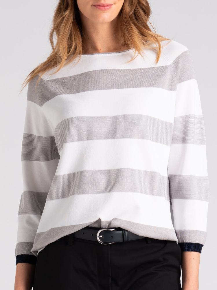 Maglia donna in lurex con scollo a barchetta