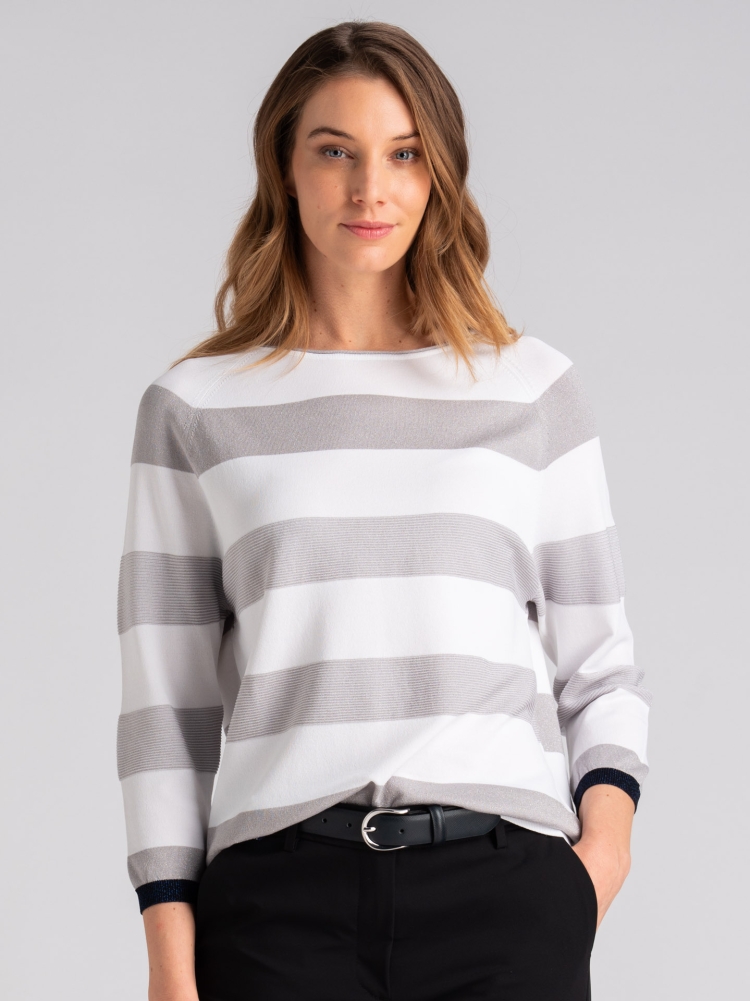 Maglia donna in lurex con scollo a barchetta