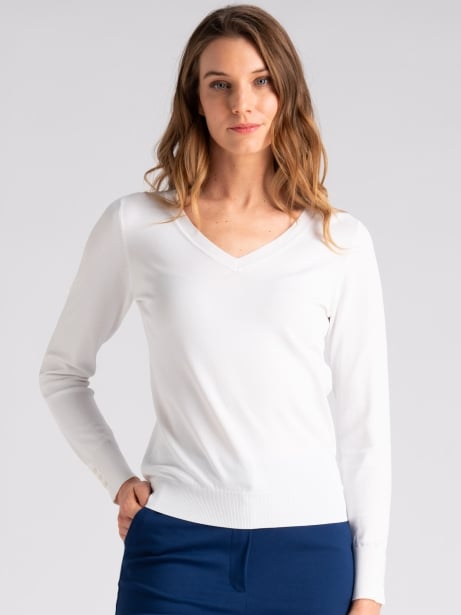 Maglia donna basic in viscosa con scollo a V