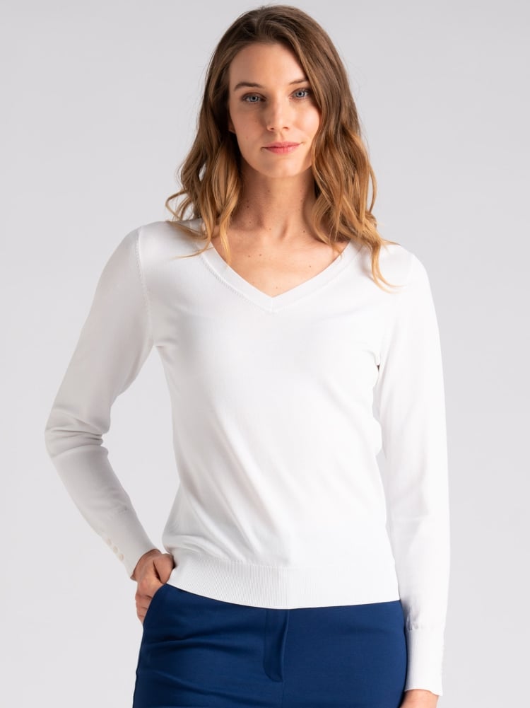 Maglia donna basic in viscosa con scollo a V