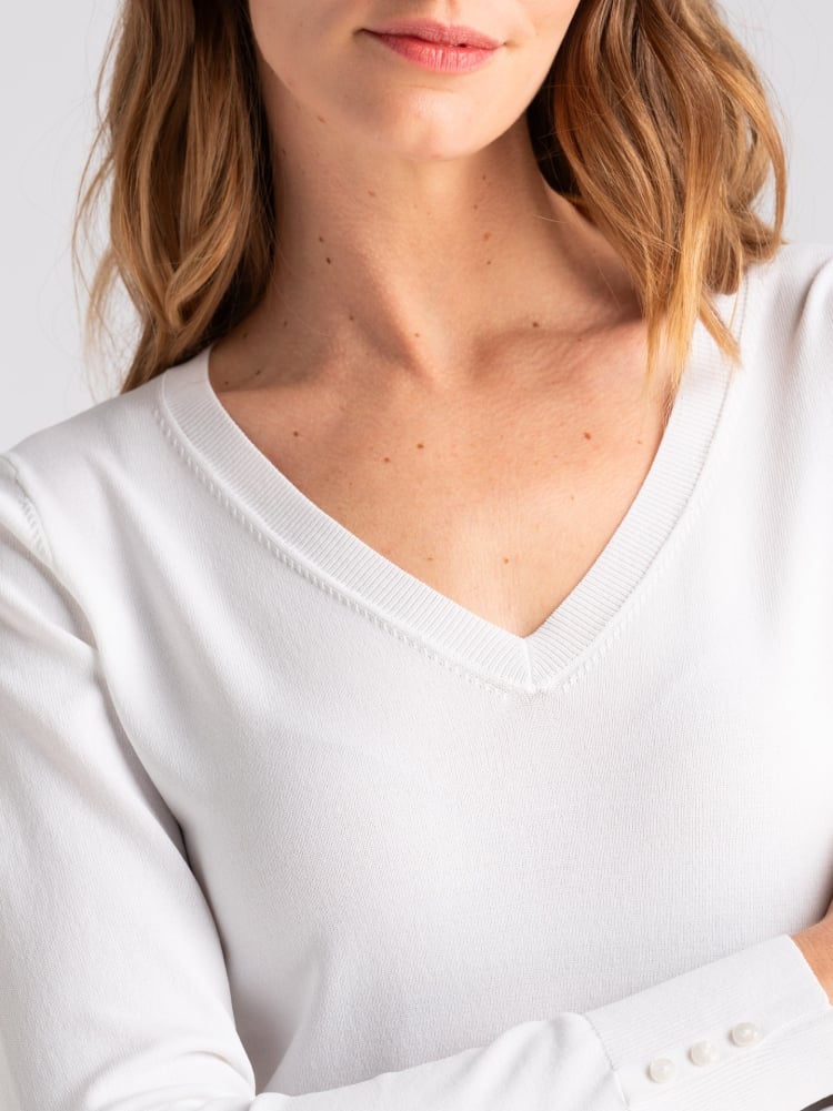 Maglia donna basic in viscosa con scollo a V