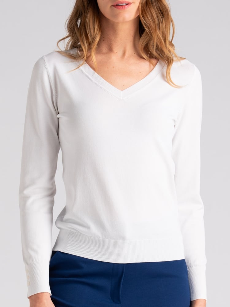 Maglia donna basic in viscosa con scollo a V