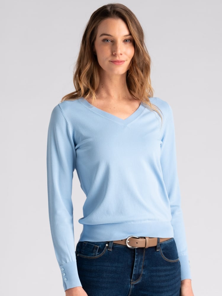 Maglia donna basic in viscosa con scollo a V