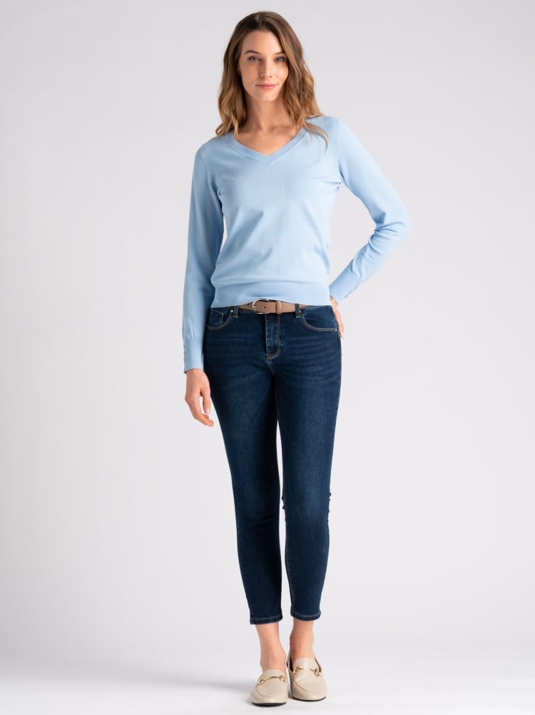 Maglia donna basic in viscosa con scollo a V
