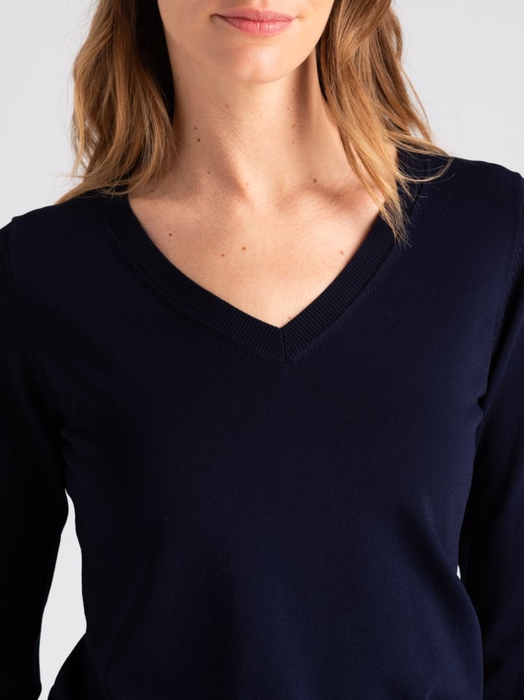 Maglia donna basic in viscosa con scollo a V