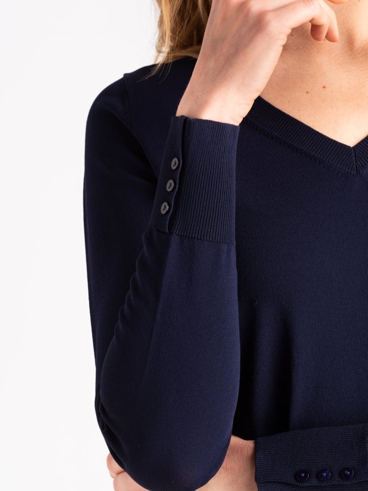 Maglia donna basic in viscosa con scollo a V