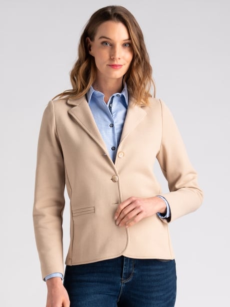 Giacca donna in piquet a nido d’ape color sabbia