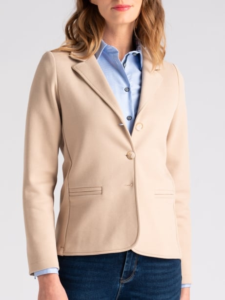 Giacca donna in piquet a nido d’ape color sabbia 2