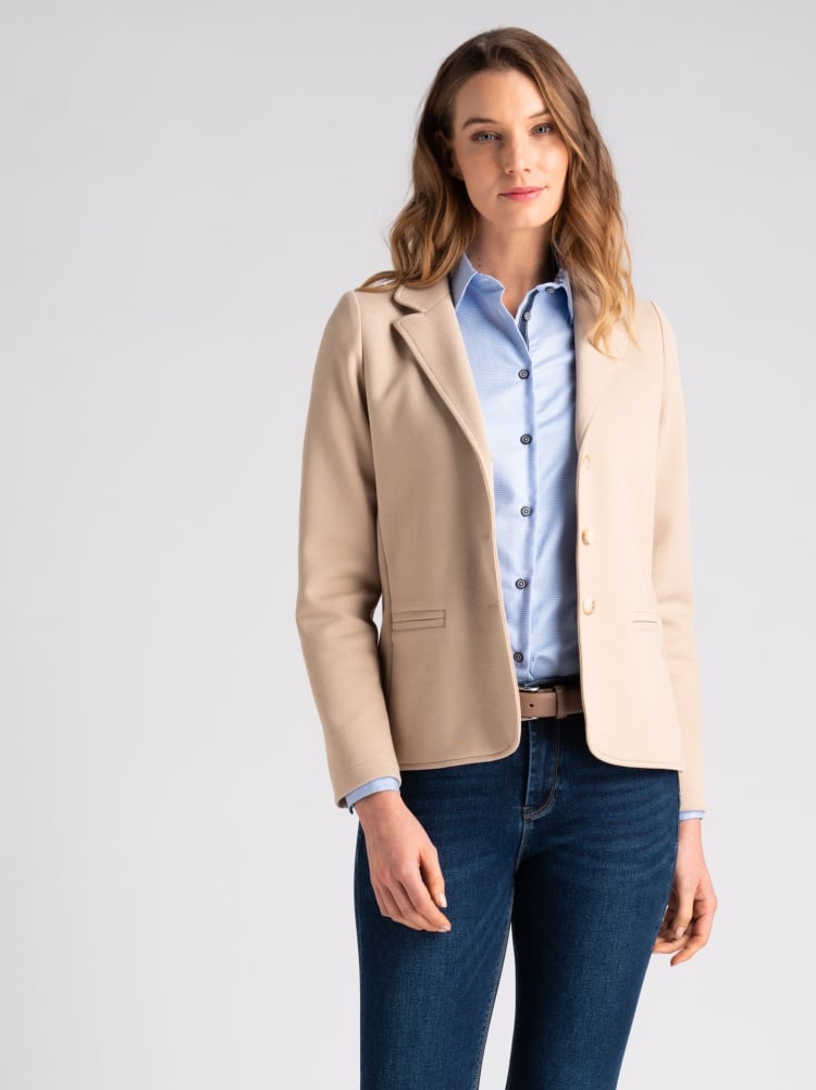 Giacca donna in piquet a nido d’ape color sabbia