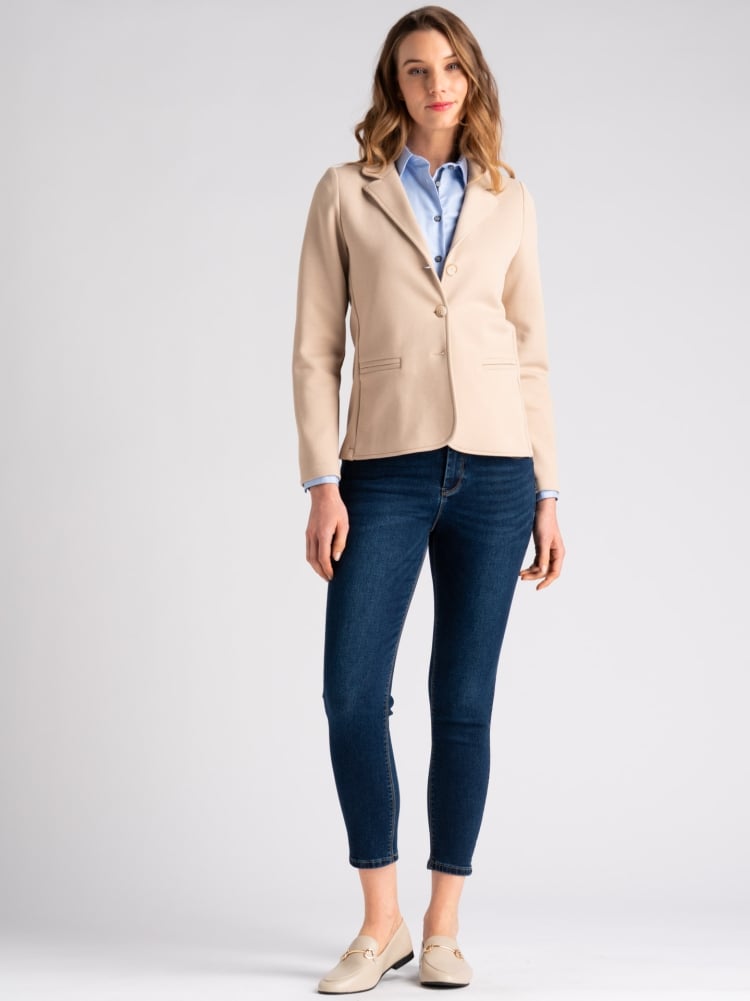 Giacca donna in piquet a nido d’ape color sabbia