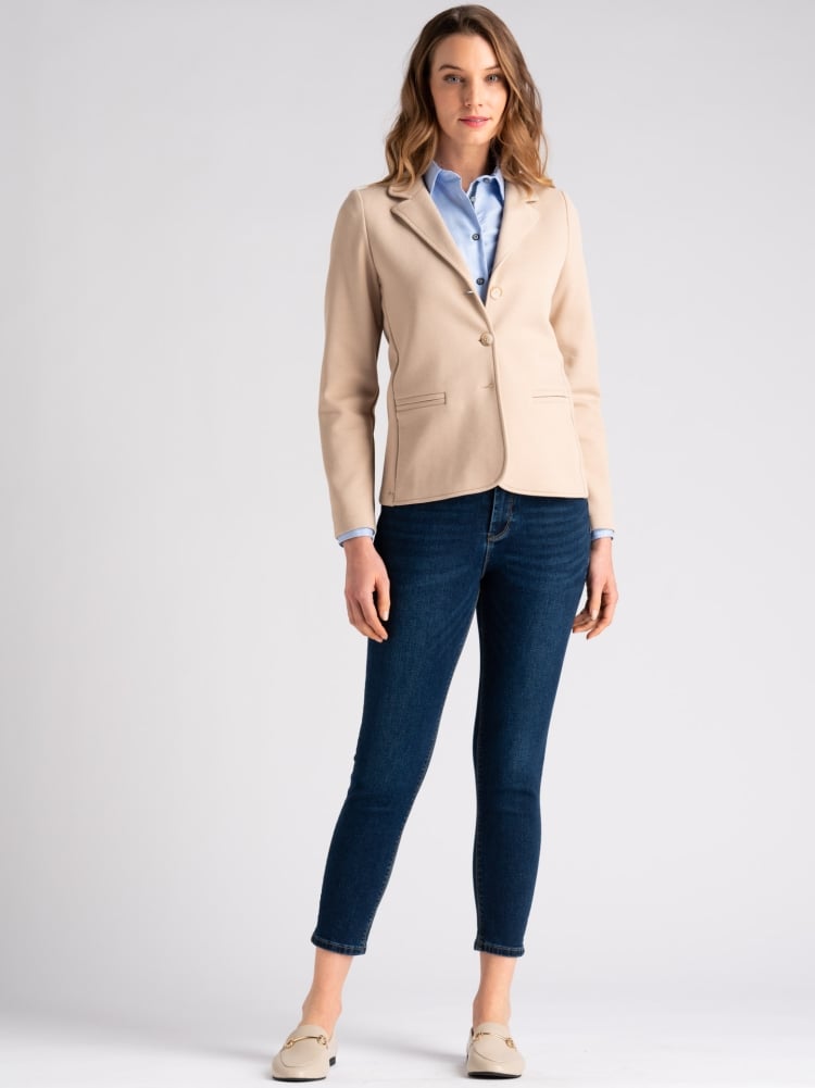 Giacca donna in piquet a nido d’ape color sabbia