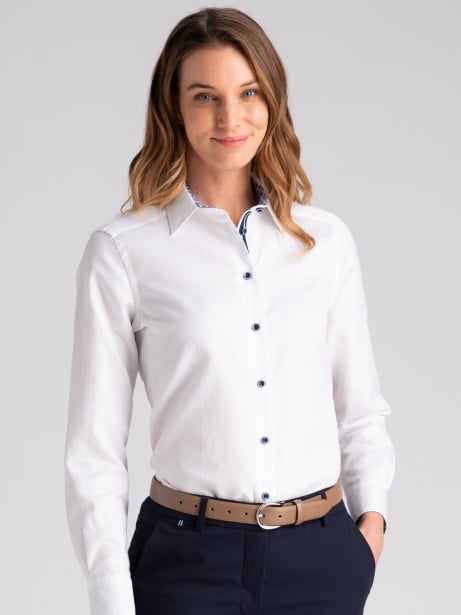Camicia donna in cotone operato bianco 2