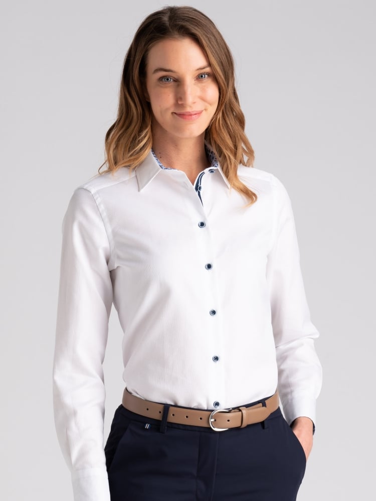 Camicia donna in cotone operato bianco