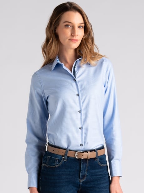 Camicia donna in cotone armaturato azzurro