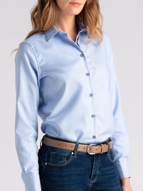Camicia donna in cotone armaturato azzurro 2