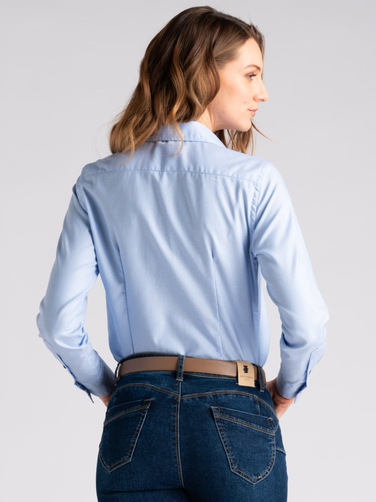 Camicia donna in cotone armaturato azzurro