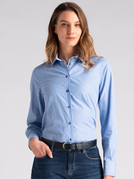 Camicia donna fil coupé rigato azzurro Invidia 1973 2
