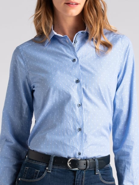 Camicia donna fil coupé rigato azzurro Invidia 1973