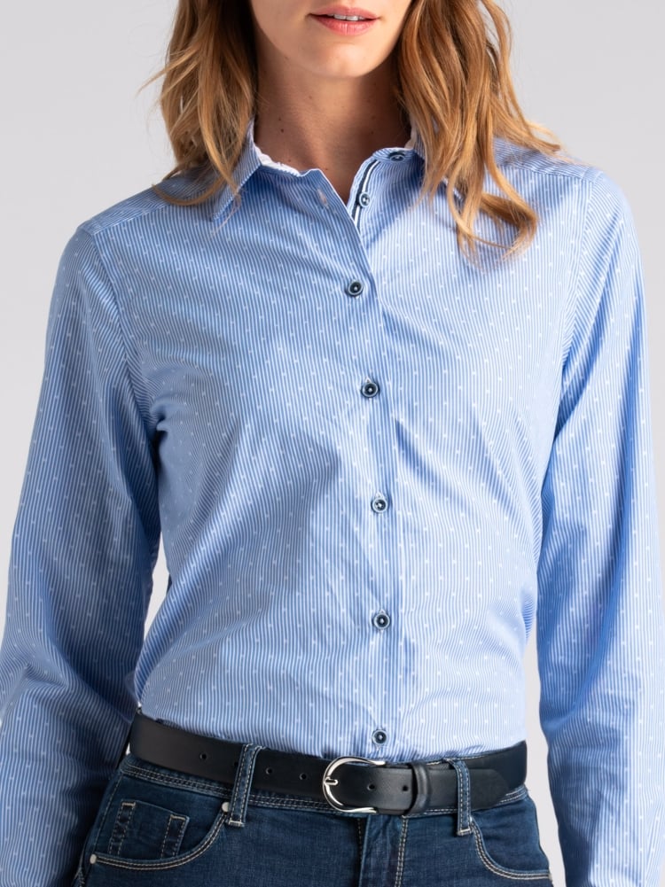 Camicia donna fil coupé rigato azzurro Invidia 1973