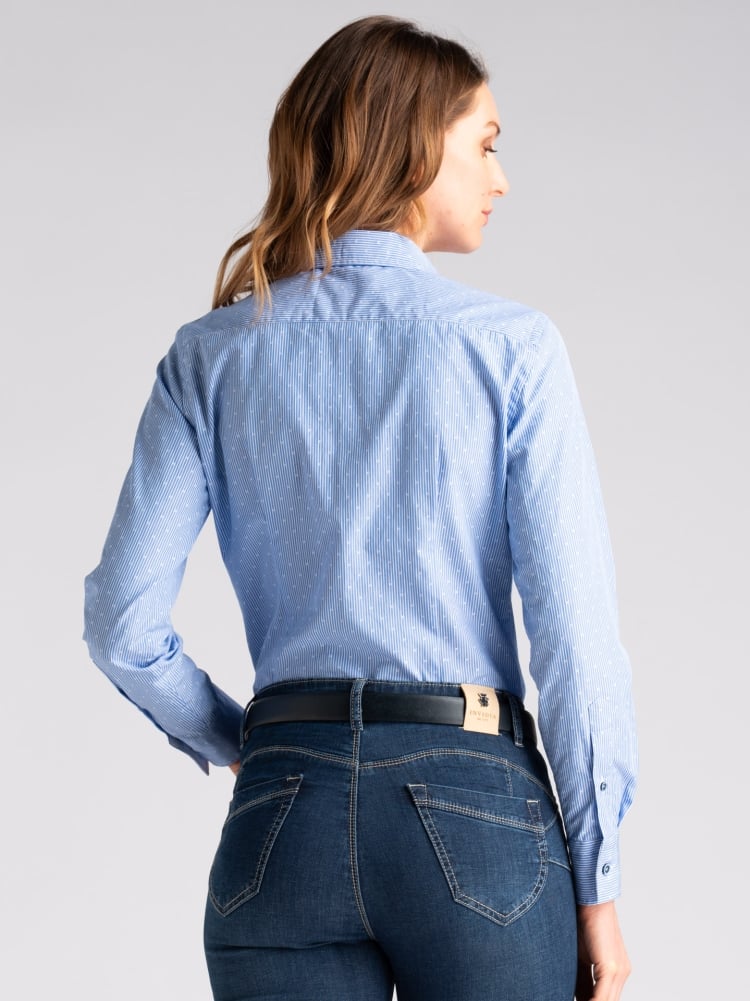 Camicia donna fil coupé rigato azzurro Invidia 1973