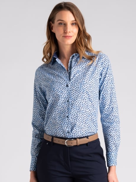 Camicia donna in popeline con fantasia fiorellino