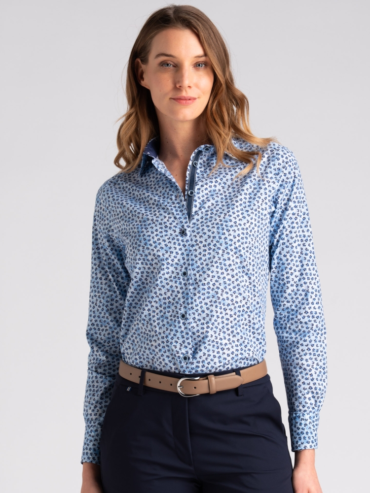 Camicia donna in popeline con fantasia fiorellino