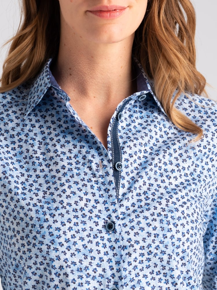 Camicia donna in popeline con fantasia fiorellino
