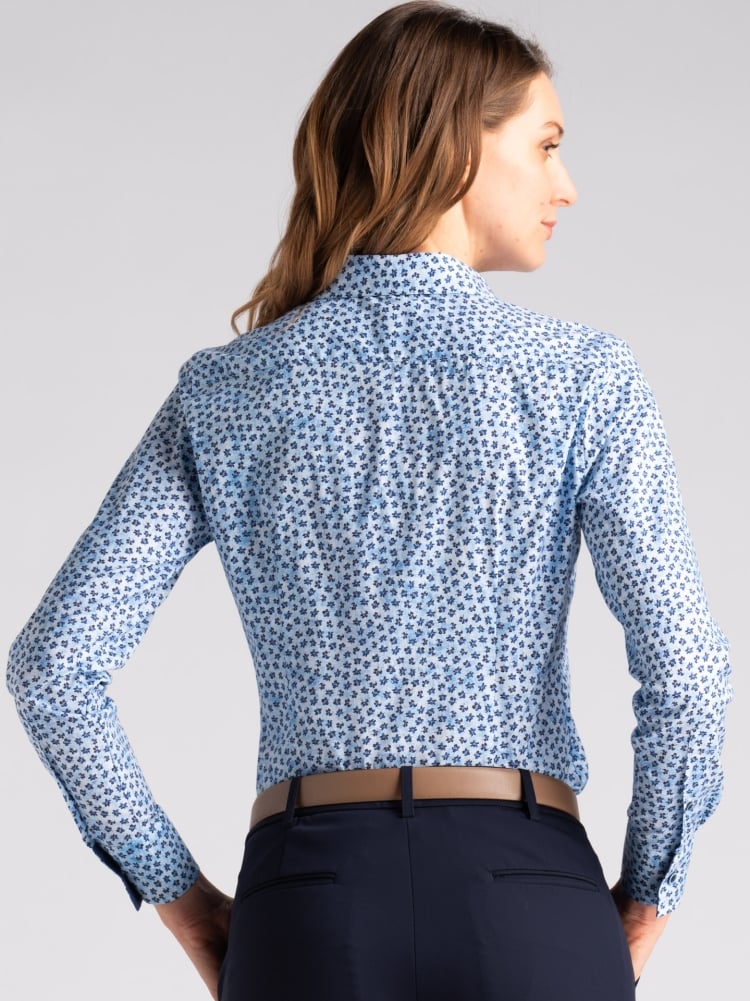 Camicia donna in popeline con fantasia fiorellino