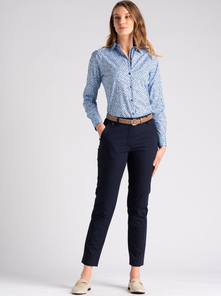 Camicia donna in popeline con fantasia fiorellino