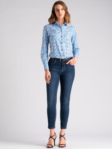 Camicia donna in popeline bianco con stampa floreale Invidia 1973 2
