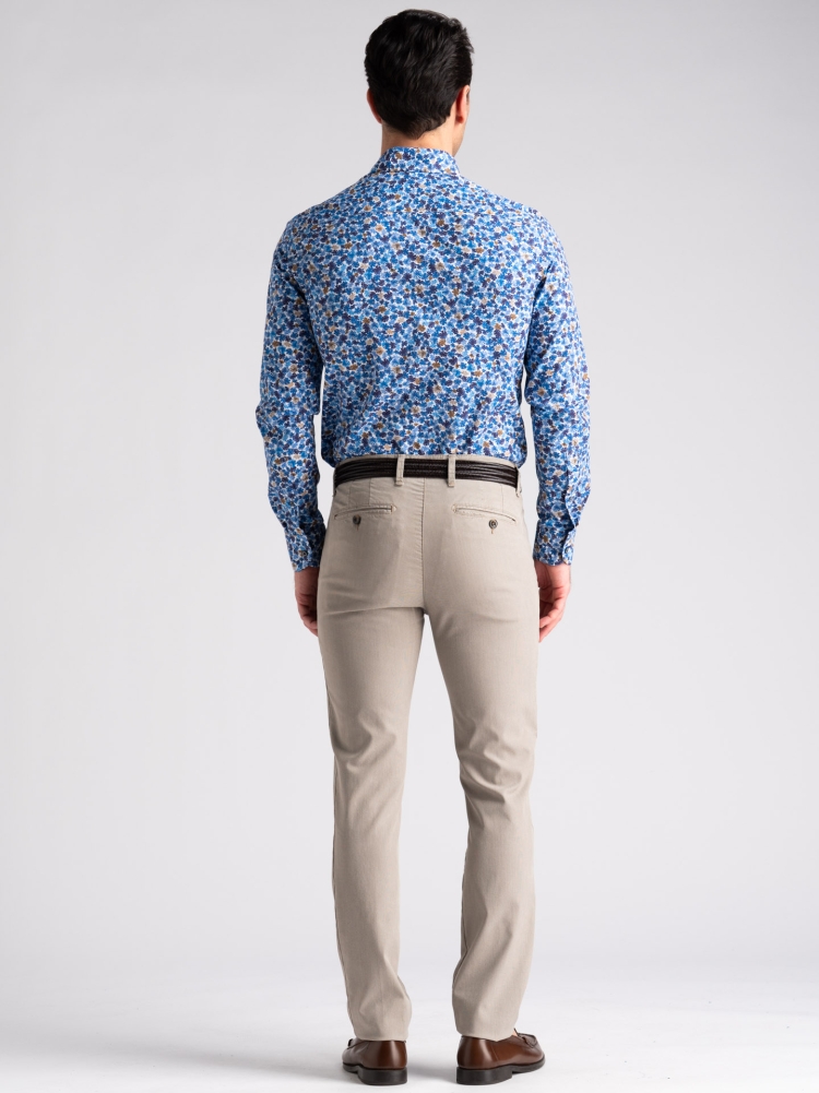 Pantalone uomo chino micro disegno sovratinto