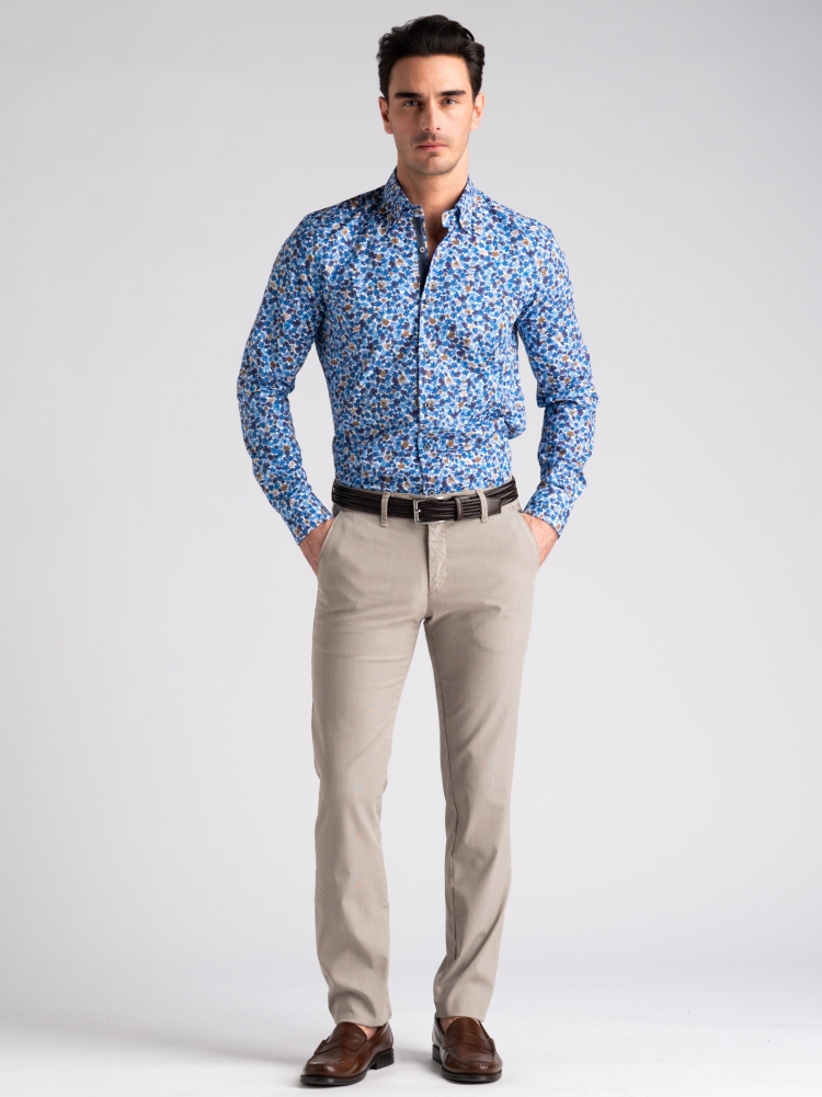 Pantalone uomo chino micro disegno sovratinto