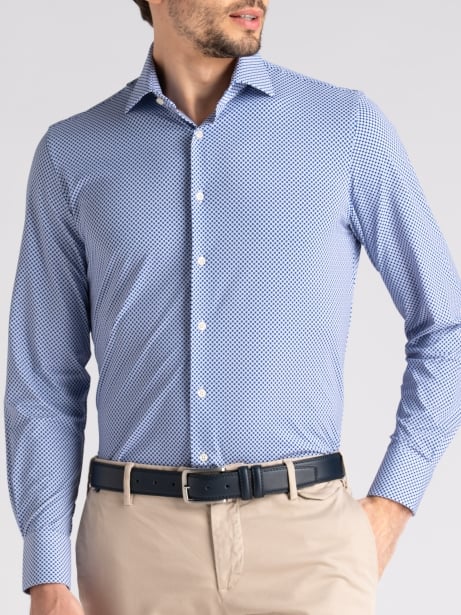 Camicia uomo TECNO bluette con stampa geometrica 2