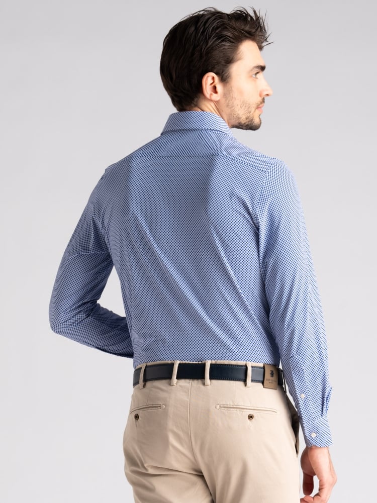 Camicia uomo TECNO bluette con stampa geometrica