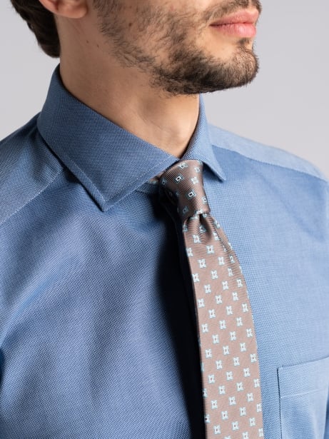 Camicia uomo regular in cotone operato blu e tasca Invidia 1973 2