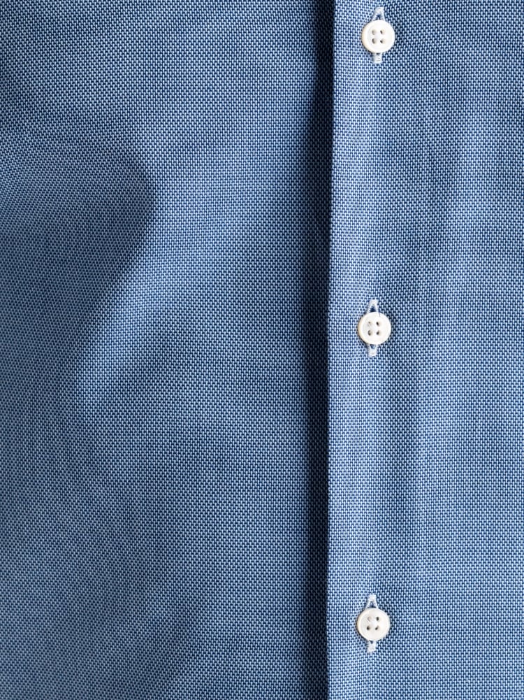 Camicia uomo regular in cotone operato blu e tasca