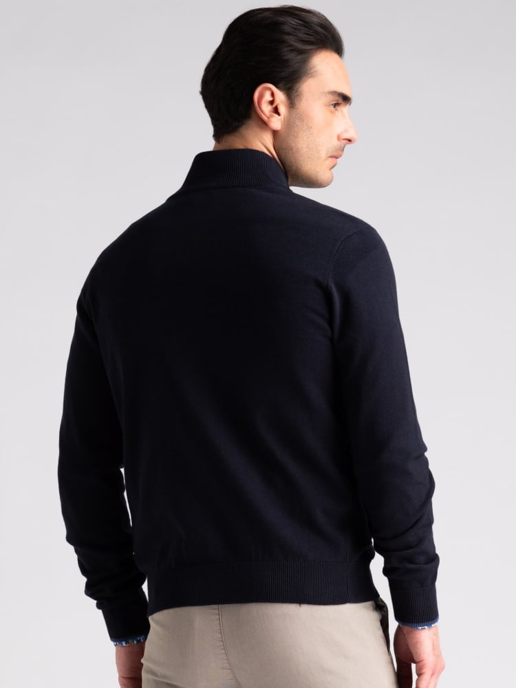 Maglia uomo full zip con lavorazione chicco di riso e tasche