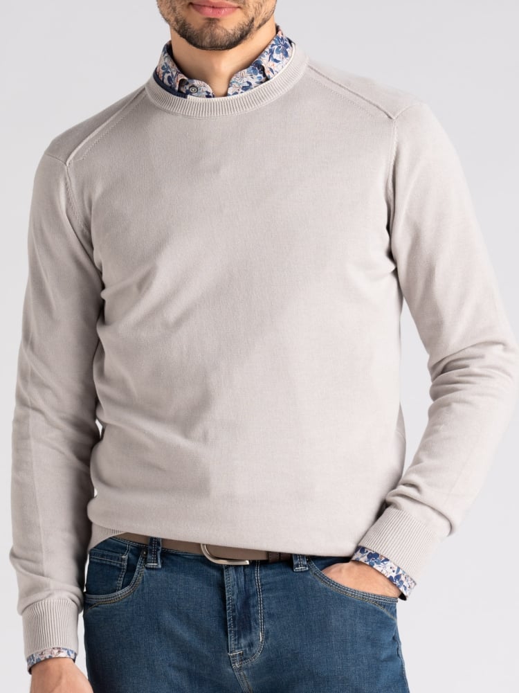 Maglia uomo con doppio collo in cotone chicco di riso