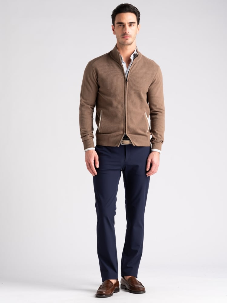 Maglia uomo full zip con lavorazione chicco di riso e tasche Invidia 1973