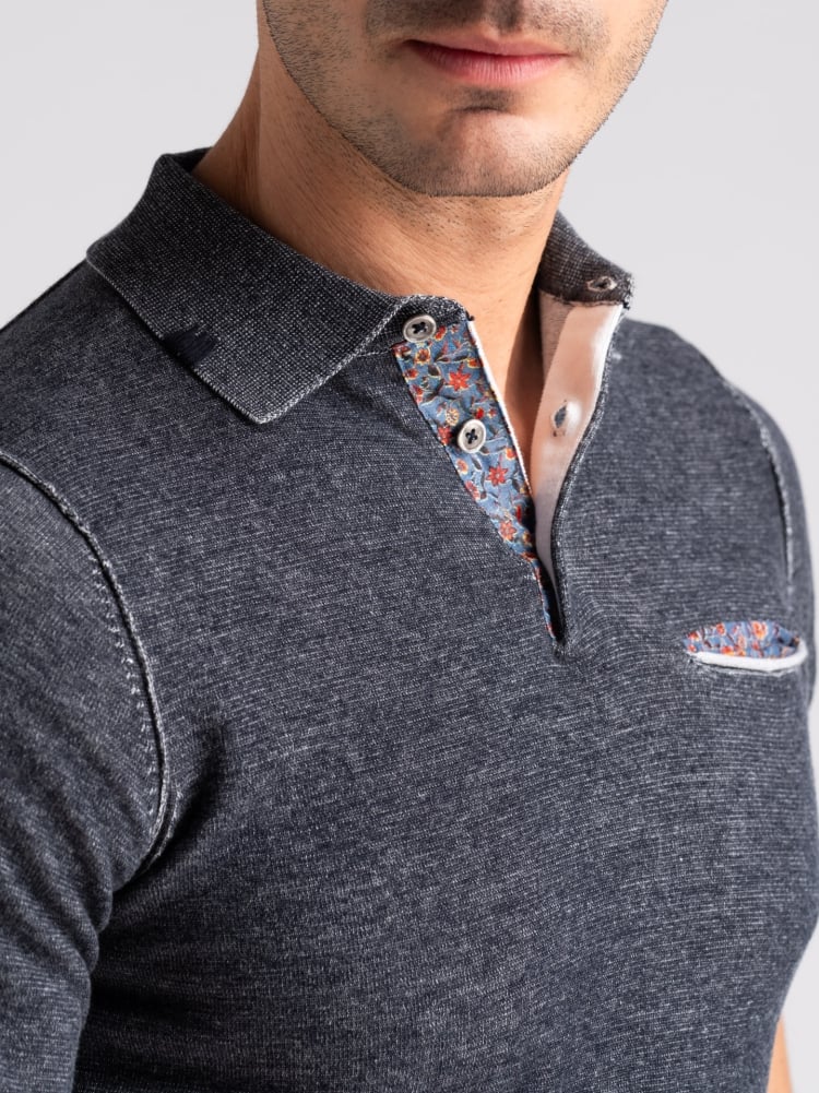 Maglia uomo polo manica lunga vanisè con contrasti Invidia 1973
