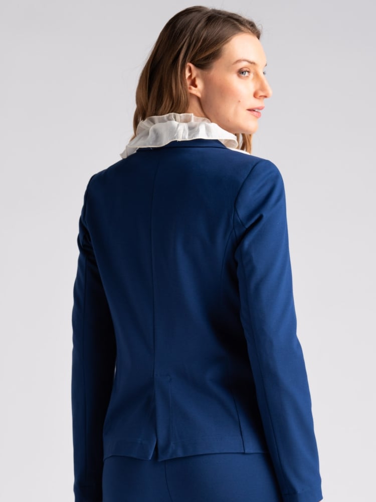 Giacca donna monopetto in punto Milano blu chiaro